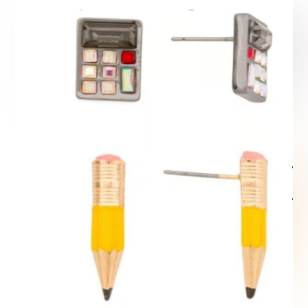 Betsey Johnson Back-to-School Pencil and Calculator Earrings